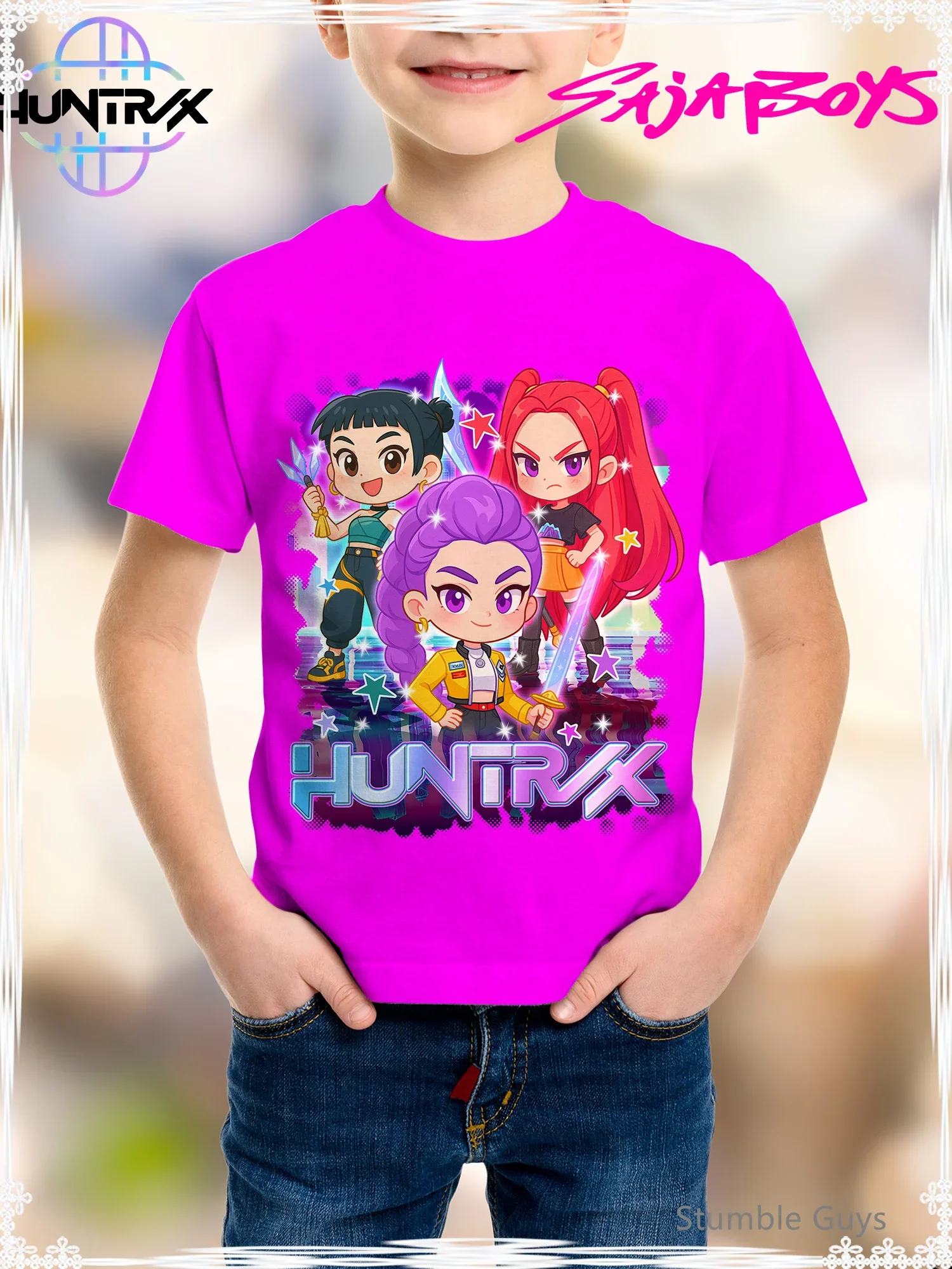 

Summer 3D Cartton Short Sleeve Kids Kpop Demon Hunters Casual Fashion Boys Girls T-Shirt Anime Clothes