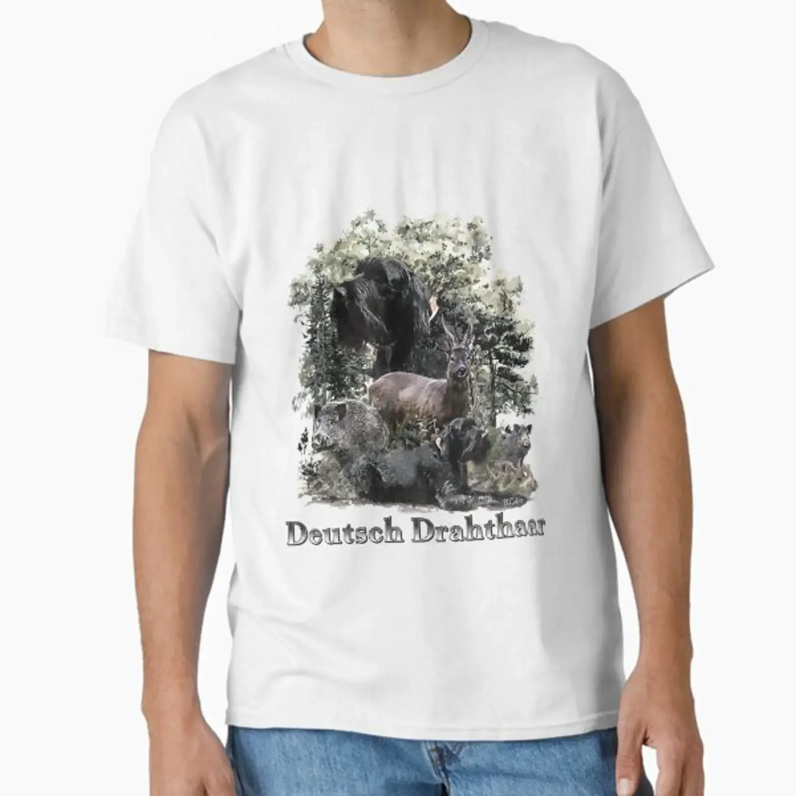 Wirehaired Pointer Outdoors Hunting Classic T Shirt vintage Washed fashion Top For Everyday Wear designer clothes homme