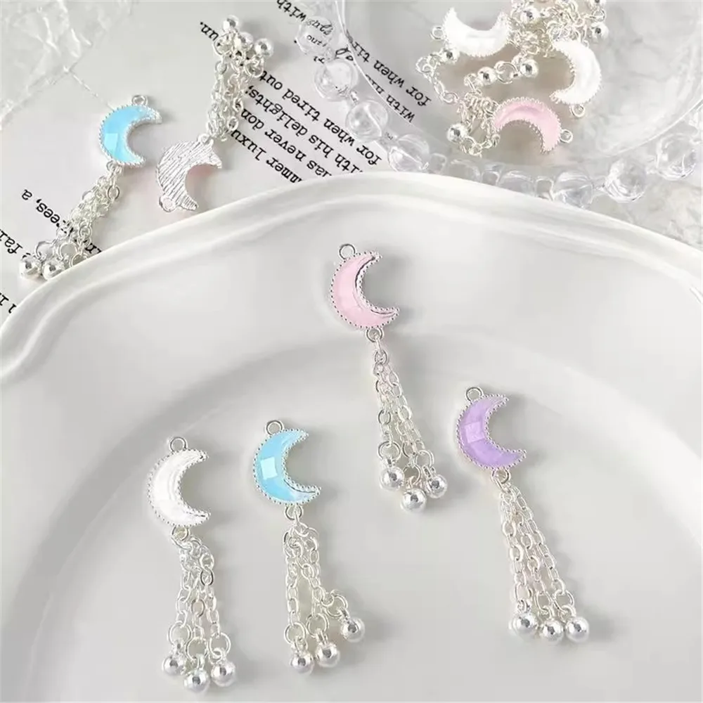 

Делочье сердце нежной полупрозрачной луны, длинные кисточки, цепочки ручной работы, браслеты, ожерелья, подвески, ювелирные изделия из бисера, аксессуары