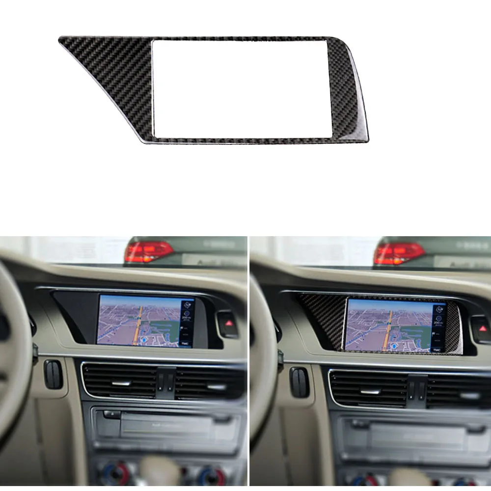 Carbon Fiber Inner GPS Navigator Panel Trim Frame Cover Sticker For Audi B8 A4 09-2016 Left Hand Drive