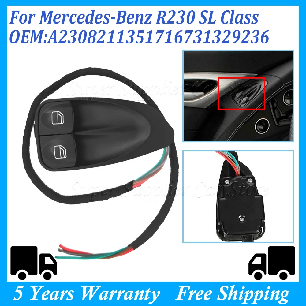 Car Left Door Power Window Switch For Mercedes-Benz R230 SL Class 2308211351 A23082113517167 Accessories Driver Side Switch