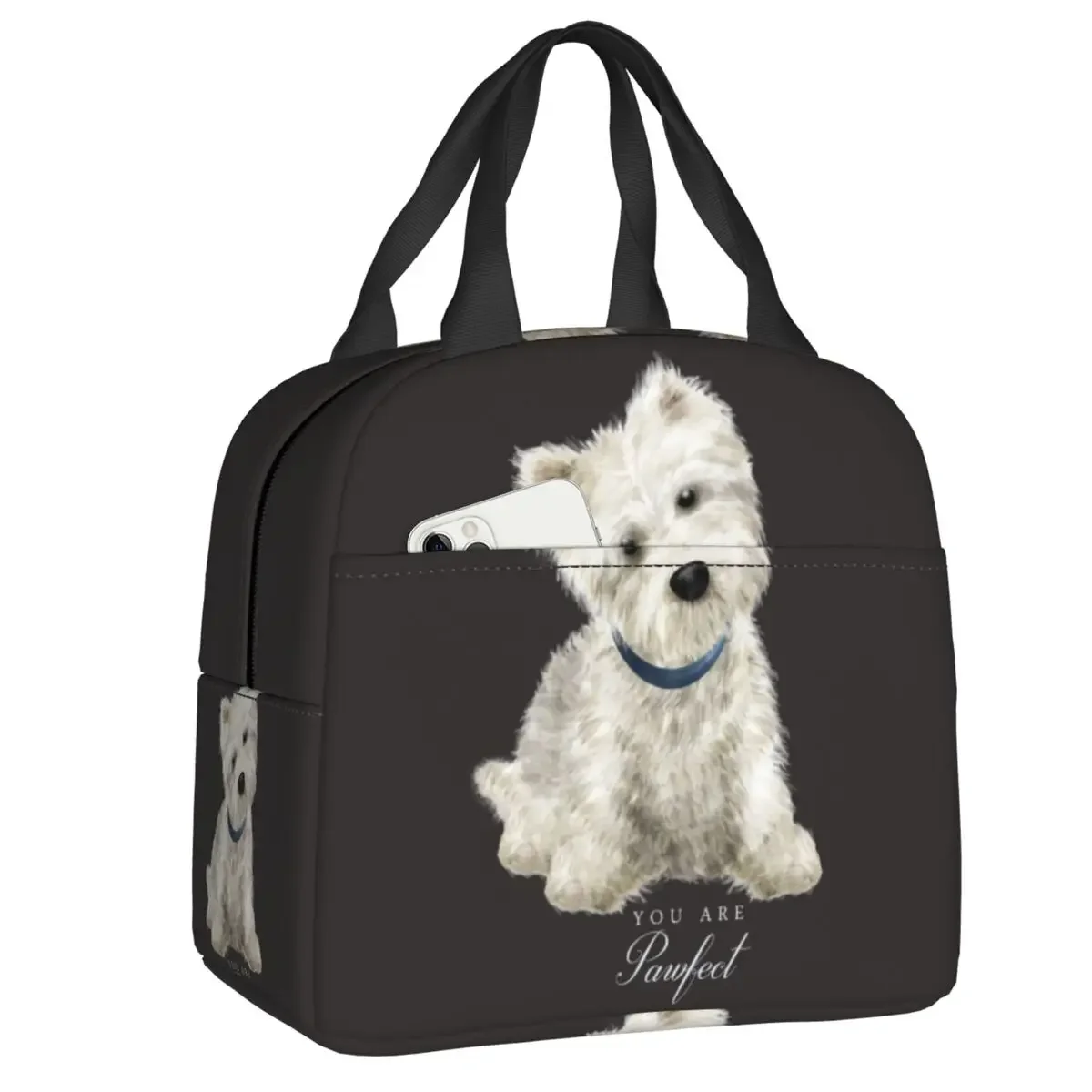 

Custom Westie West Highland White Terrier Dog Lunch Bag Women Cooler Thermal Insulated Lunch Boxes for Kids School