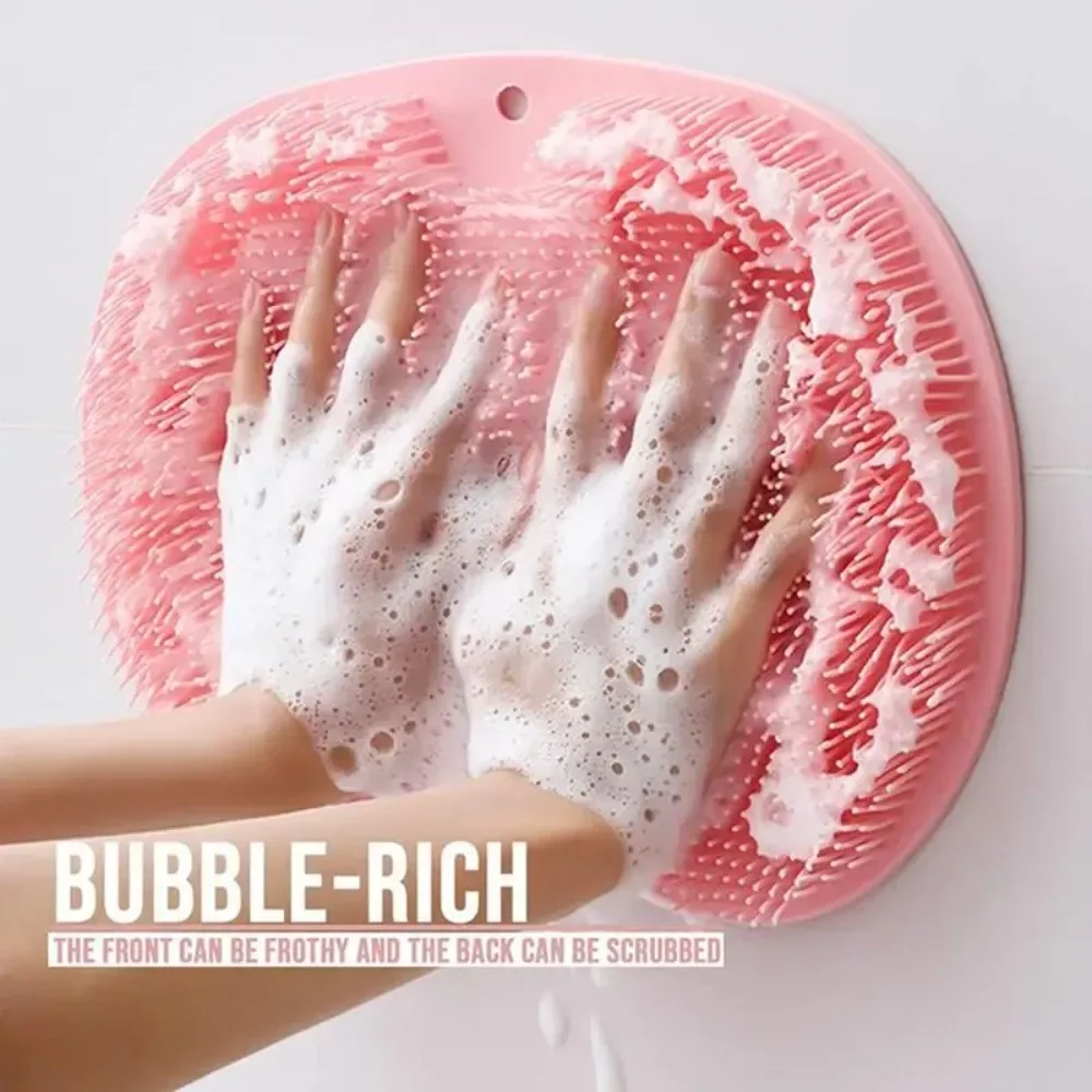 

Scrubber Shower Massage Pad Silicone Shower Wall Mounted Back Massage Reusable Cleaning Brush Shower Feet Wash Mat Washer