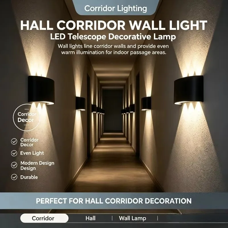 Telescope LED Wall Sconce Light Outdoor Waterproof For Garden Fence Indoor Fashion Bedroom Bedhead Hall Corridor Stair Decor