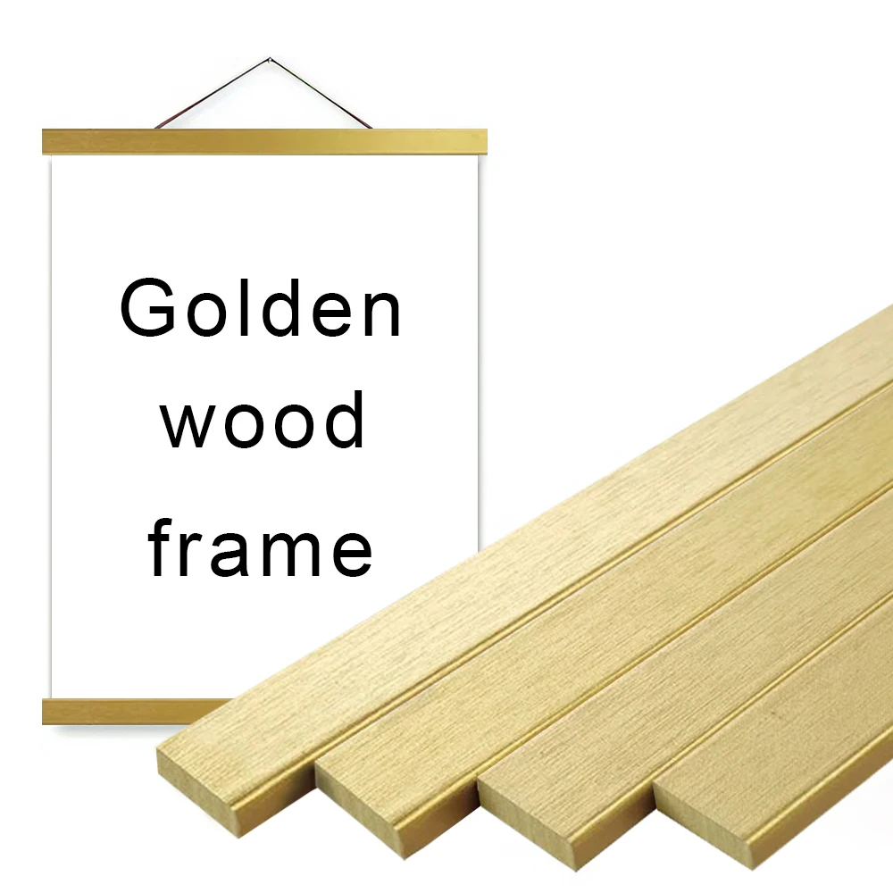 HALFLEMART 50 60 70 80 90 cm magnetischer Poster-Aufhänger-Rahmen, Teakholz-Aufhänger, natürliche Malerei, Leinwand, Wandkunst, Handwerk, Rahmen, Kunst-Aufhänger-Rahmen 5