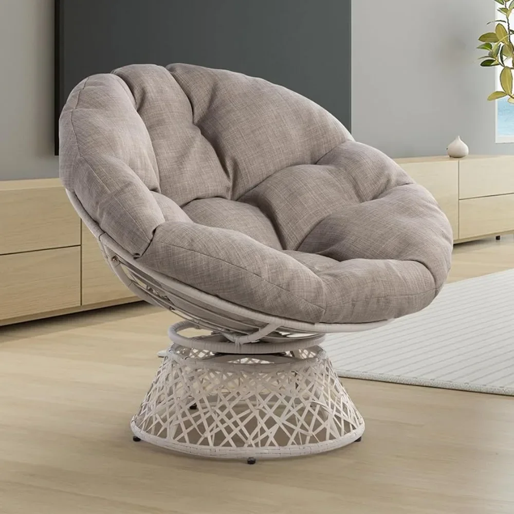 

Ergonomic wicker papaya basang chair with soft thick density fabric cushions, steel frame, wicker base chaise longue