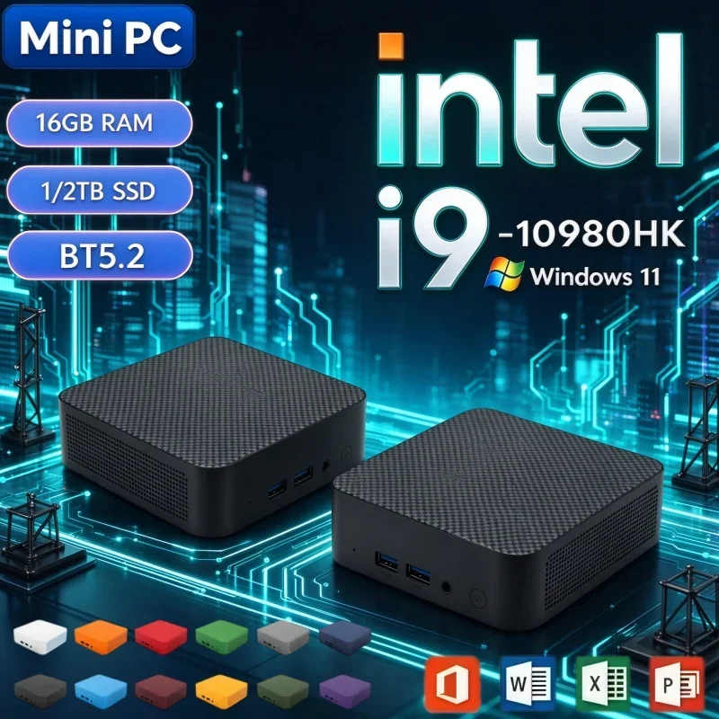 Mini PC For Home Office Study Intel I9 10980HK 16GB RAM Optional 1TB/2TB SSD Windows11 WiFi6 BT5.2 Portable Desktop