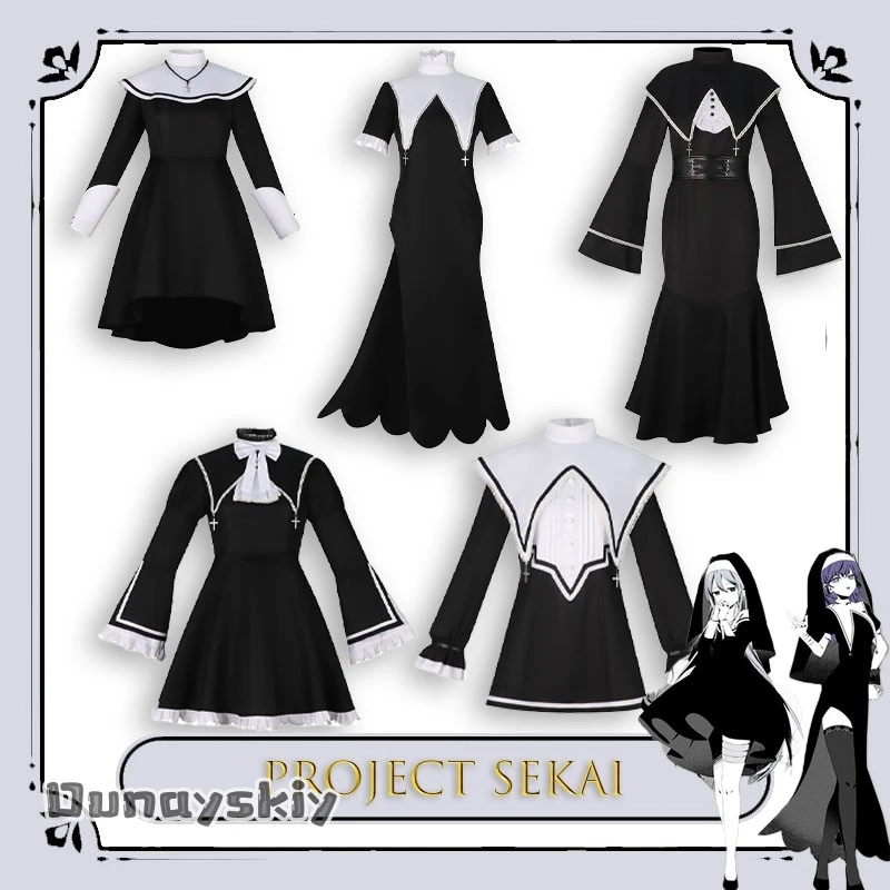 

An zhaO@Halloween Cos Project Sekai Colorful Stage MAFUYU ENA Mzk KANADE Косплей Костюм 25ji Nightcord De Xluka Diva Black Nun