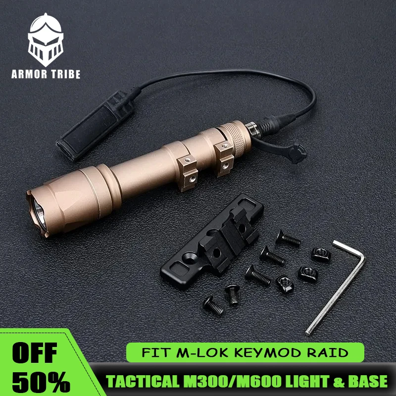 WADSN M600C M300A Tactical Flashlight M-Lok Keymod Offset Mount Rail Hunting Weapon Scout Light M600 M300 Airsoft Accessories