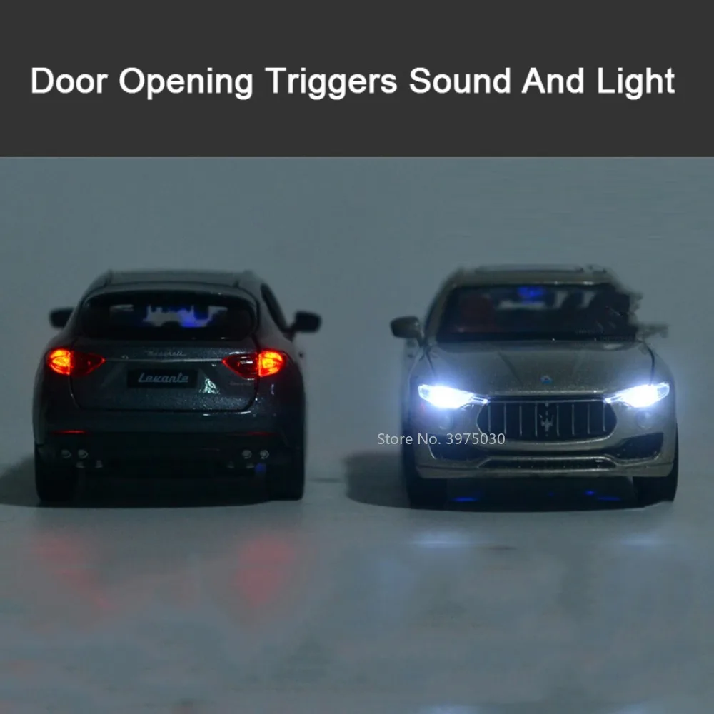 1/32 Alloy Diecast Scale Toy Maserati Levante Car Model Highly Simulated Open Door Sound Light Series Children\'s Christmas Gifts