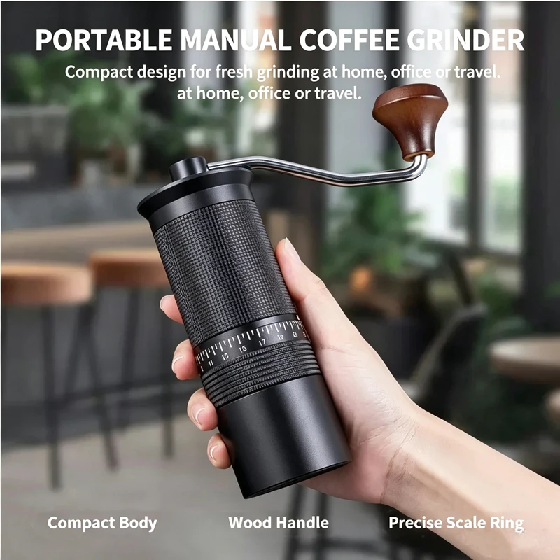 External-Adjustment Hand-Crank Grinder with Dual Bearings, Non-Slip, Outdoor, Portable, Aluminum Alloy, CNC-Machined Steel Core