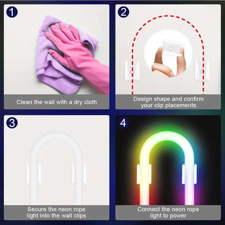 RGBIC Neon Rope Lights 12V Bluetooth LED Strip 96Leds/M Smart Chasing Ribbon Tape Waterproof APP Remote Control DIY Lighting