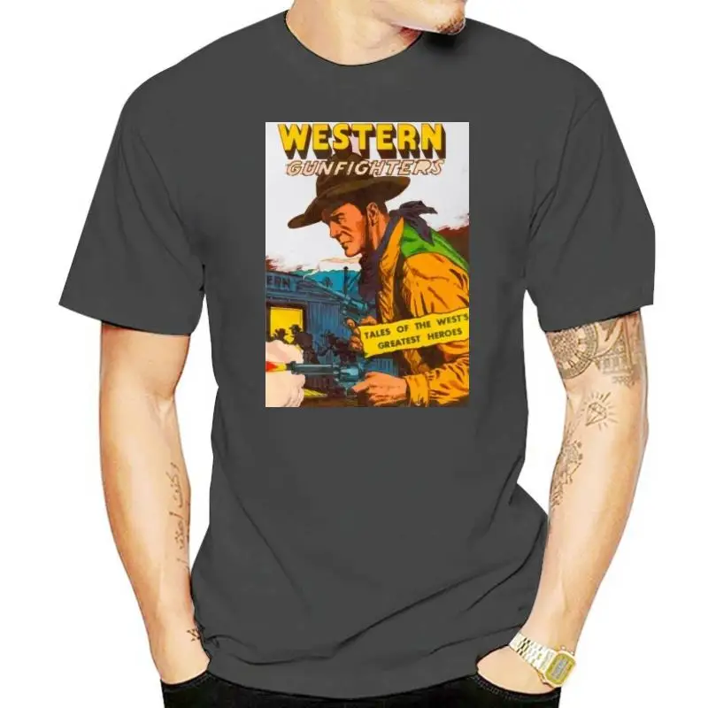 Mens White Retro Vintage Wild West Western Cowboy Western Gunfighters T Shirt