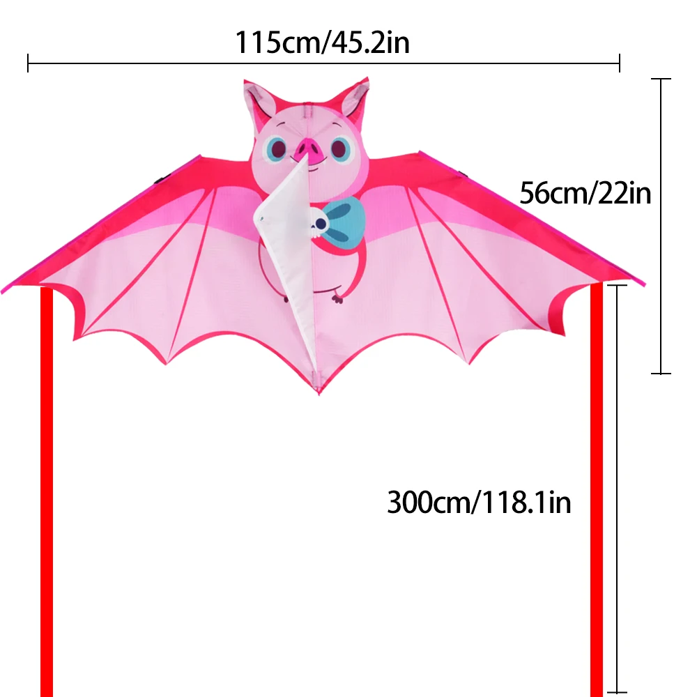 Facile da volare Pipistrello colorato Aquilone Buone volare Coda lunga Aquilone per bambini 50 metri Linea di aquiloni Regalo per bambini Giocattolo volante in plastica Viaggi in famiglia