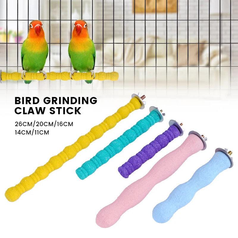 Pet Parrot Claw Grinding Stick Wooden Stick Bird Perching Sand Parakeet Grinding Bar Teeth Bites Toy For Parrot Cage Accessories