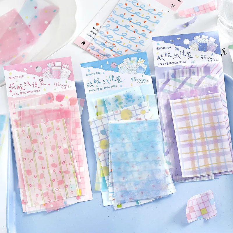 27pcs/bag Tracing paper sticky notes | Wild Colour Series | Minimalist scrapbooking and collage background paper