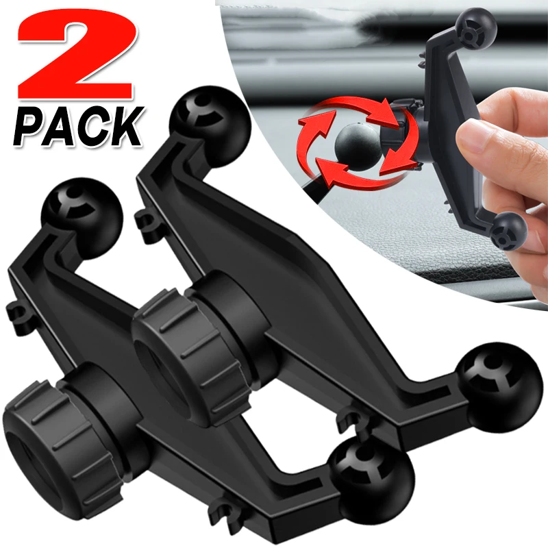 Dual Ball Head Car Holder with 360 Rotation Base Mount Mobile Phone Navigation Support Accessories for Auto Center Console