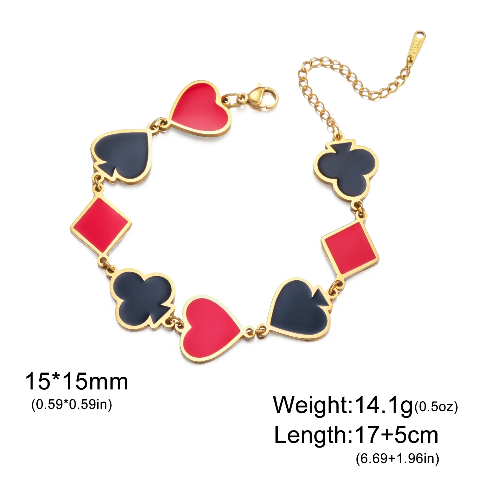 1 Stück Spielkarten-Emaille-Armband Edelstahl-Armband mit Lustigen Kartenelementen Einzigartiger Schmuck Geschenk für Frauen und Männer Großhandel – Detail 4
