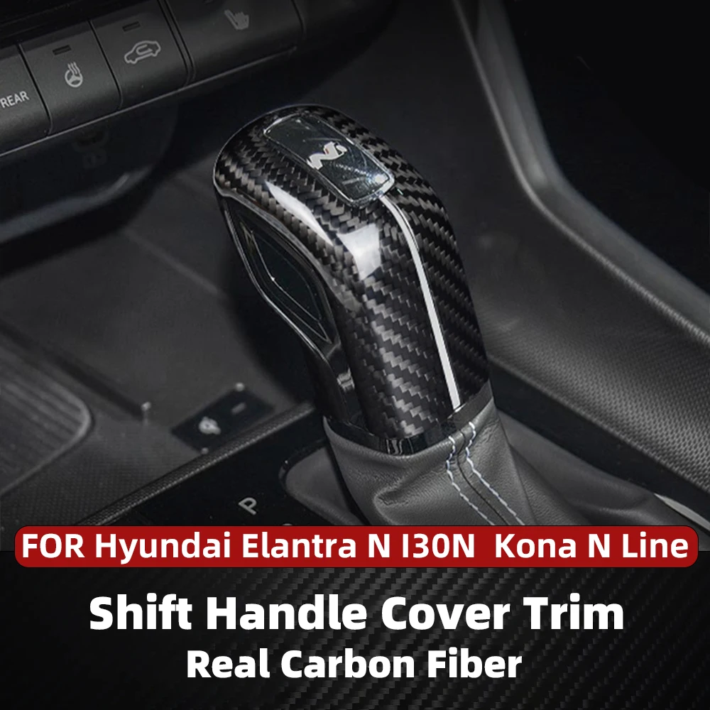 

Real Carbon Fiber Car Gear Shift Knob For ​Hyundai Gear Head Cover Trim Elantra N i30 N Kona N Line Black Red Auto Accessories
