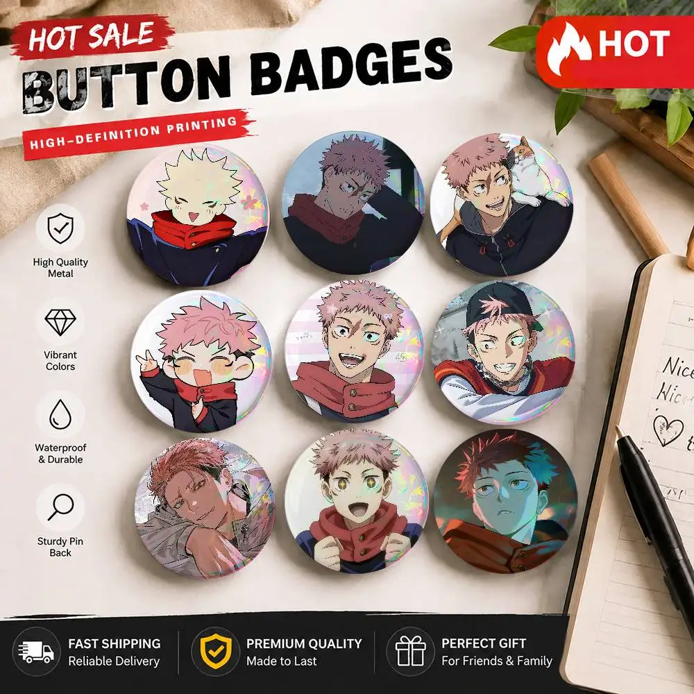 Yuji Itadori Pins, Cartoon Brooches, Badge Gifts, Clothing, Backpacks, Stationery, Accessories