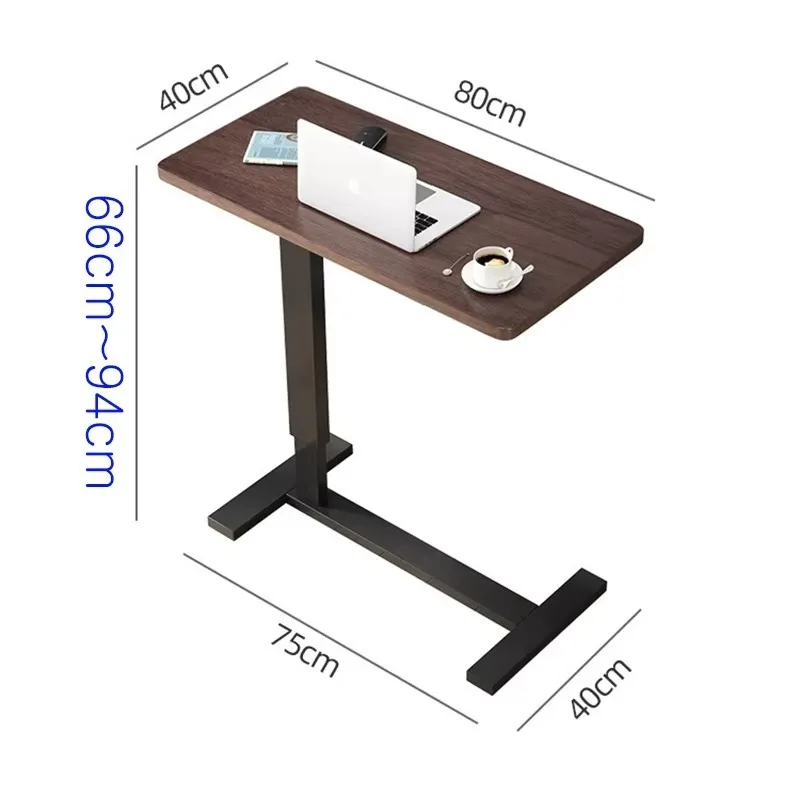 مكتب كمبيوتر محمول قابل للتعديل هوائي قابل للتعديل، طاولة بجانب السرير خشبية ومعدنية مع عجلات #2