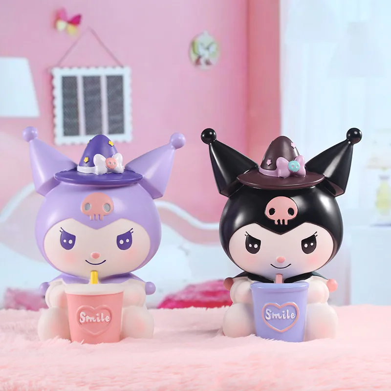 

Милая мультяшная Копилка Sanrio в форме Hello Kitty MyMelody Cinnamoroll Kuromi, Противоударная копилка, настольное украшение для детей