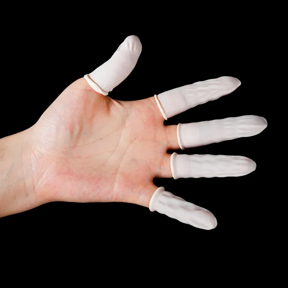 20-200Pcs/Bag Natural Rubber Disposable Latex Finger Cots Sets Fingertips Protector Gloves White anti static Finger sleeve