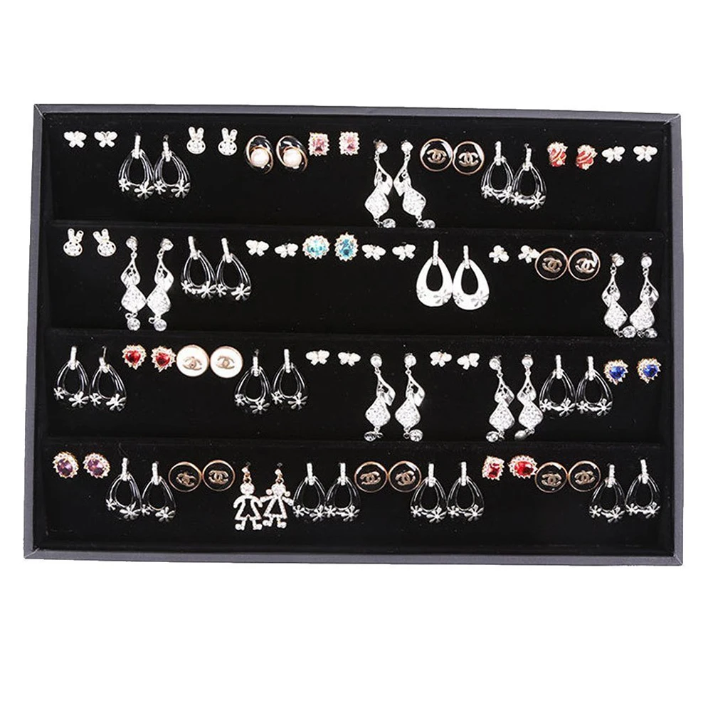 

Earring Suede 12 Holes Jewelry Storage Holder Case Tray For Shop Home Suede Earring Display Tray Dust Free Ring Display
