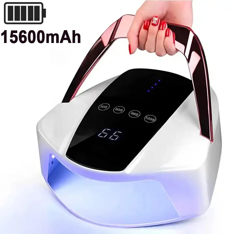 96W Wireless Nail Lamp Dryer Rechargeable Gel Lamp Professional UV Led Lamp Gel Polish Nail Drying for All Nail Polish 15600mAh