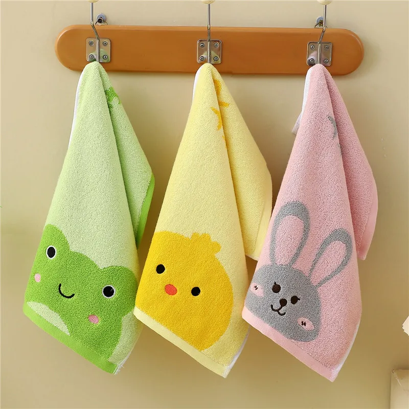 

1Pc 25x50cm Cotton Cartoon Animal Frog Chick Rabbit Embroidery Bathroom Children Baby Hand Towel