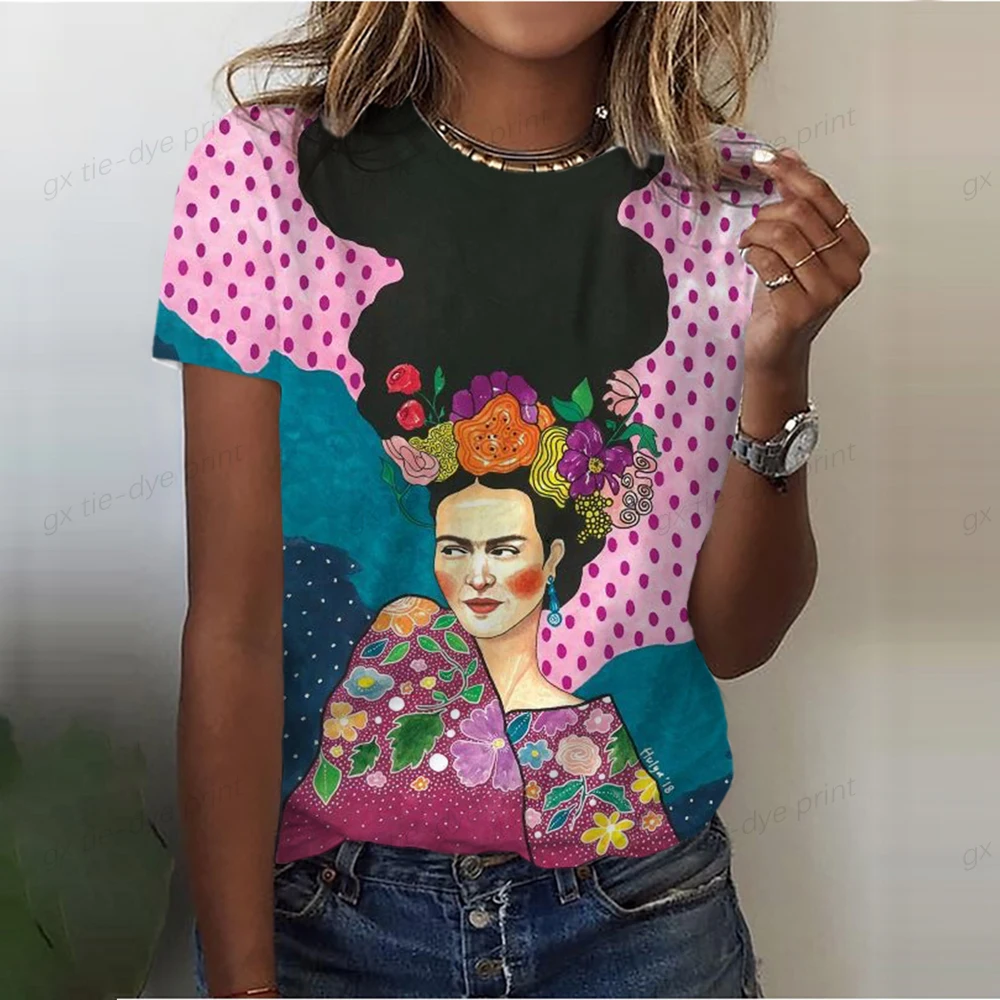 Women T Shirt 3d Art Face Printing 2023 Fashion New Summer Street Short Sleeve Casual Daily O-Neck T Shirt Chic Female Clothing
