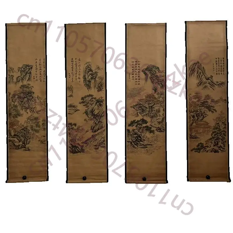 

Chinese Ancient Paper Calligraphy Paintings Scrolls, Poems Famous Calligraphy landscape artists Four Map Art Decorative