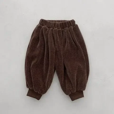 Spring and Autumn Baby Pants Winter Men and Women\'s Corduroy Plush Loose Lantern Pants Baby Solid Color Thickened Casual Pants