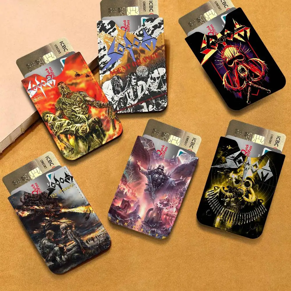 Sodoms Germany Thrash Metal Band PU Leather Slim Credit Card ID Card Organizer Portable Business Card Case for Daily Outdoor
