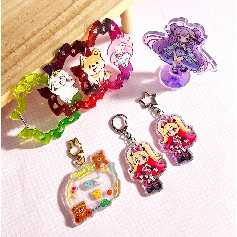 Custom Acrylic Carabiner Cute Cartoon Pendant Accessories Bag Charm DIY Keychain Custom Hanging Ornament