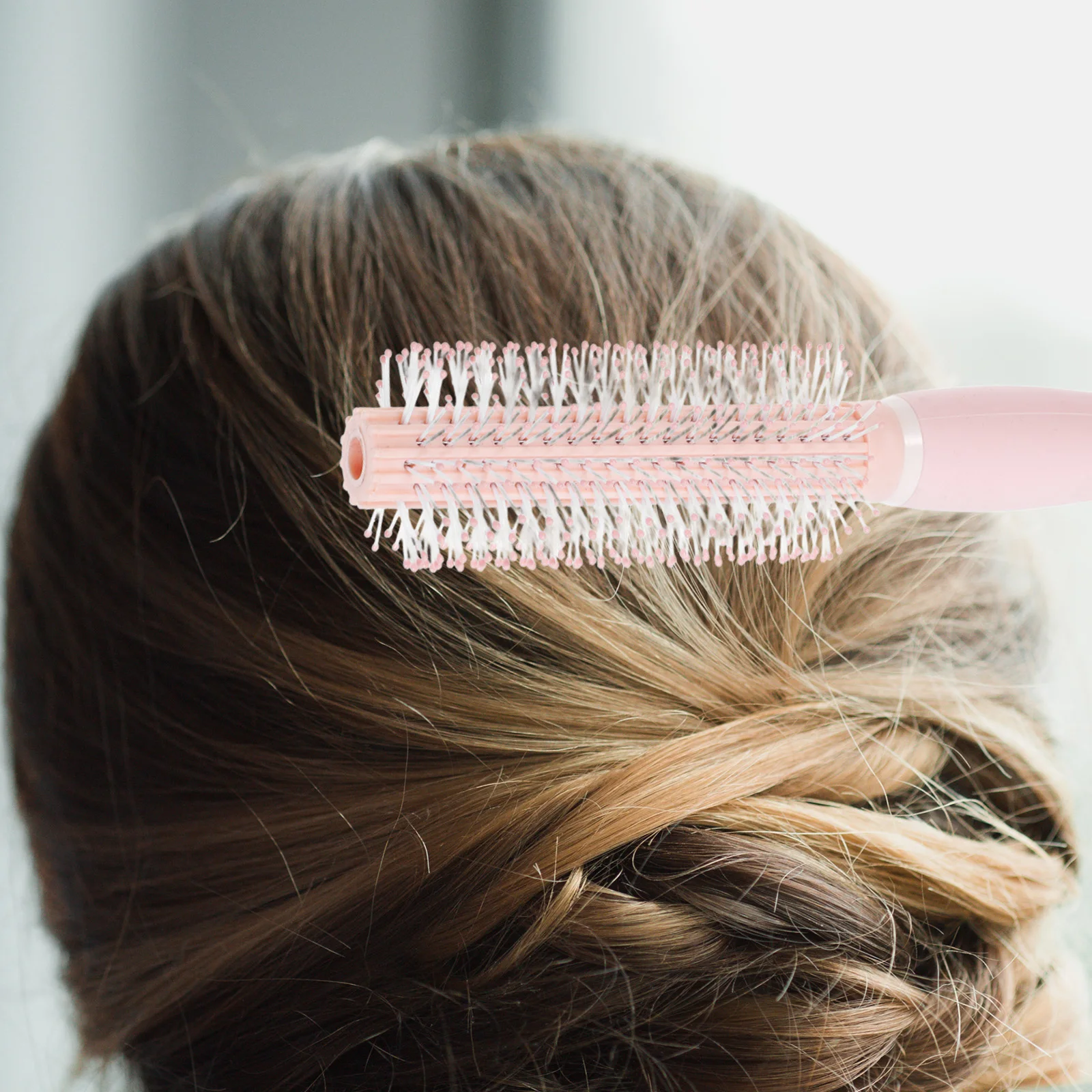 

Mini Roll Brush for Blow Drying Portable Lotus Pink Hair Styling Tool Curling Rolling Comb Female Hair Brush Travel Home