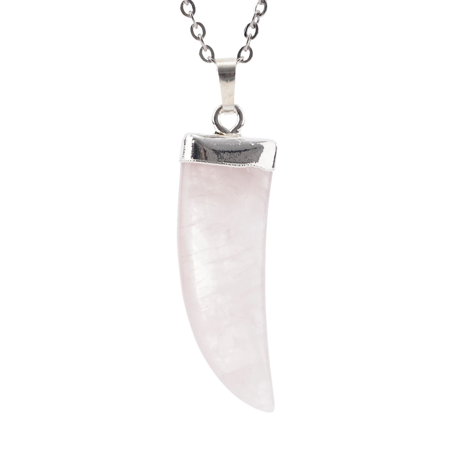 Natural Crystal Quartz Horn Wolf Teeth Pendant Personalized Charm Fashion Gemstone Necklace Party Gift Charms Men Women Jewelry