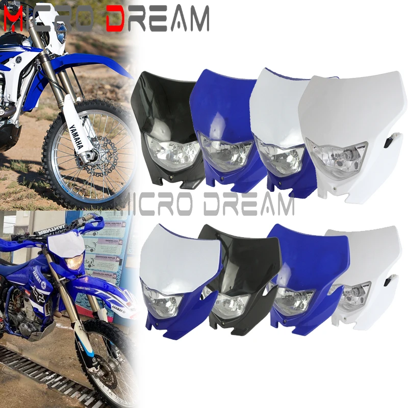 Motocross Off Road Dual Sport Headlight HI/LO Beam Bulb & LED Front Lamp Fairing For Yamaha WR 450 WR 250 TTR 230 YZ250F YZ450F