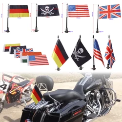 Universal Motorcycle Flag Pole Rear Side Mount Luggage Rack For Harley Sportster Touring Softail