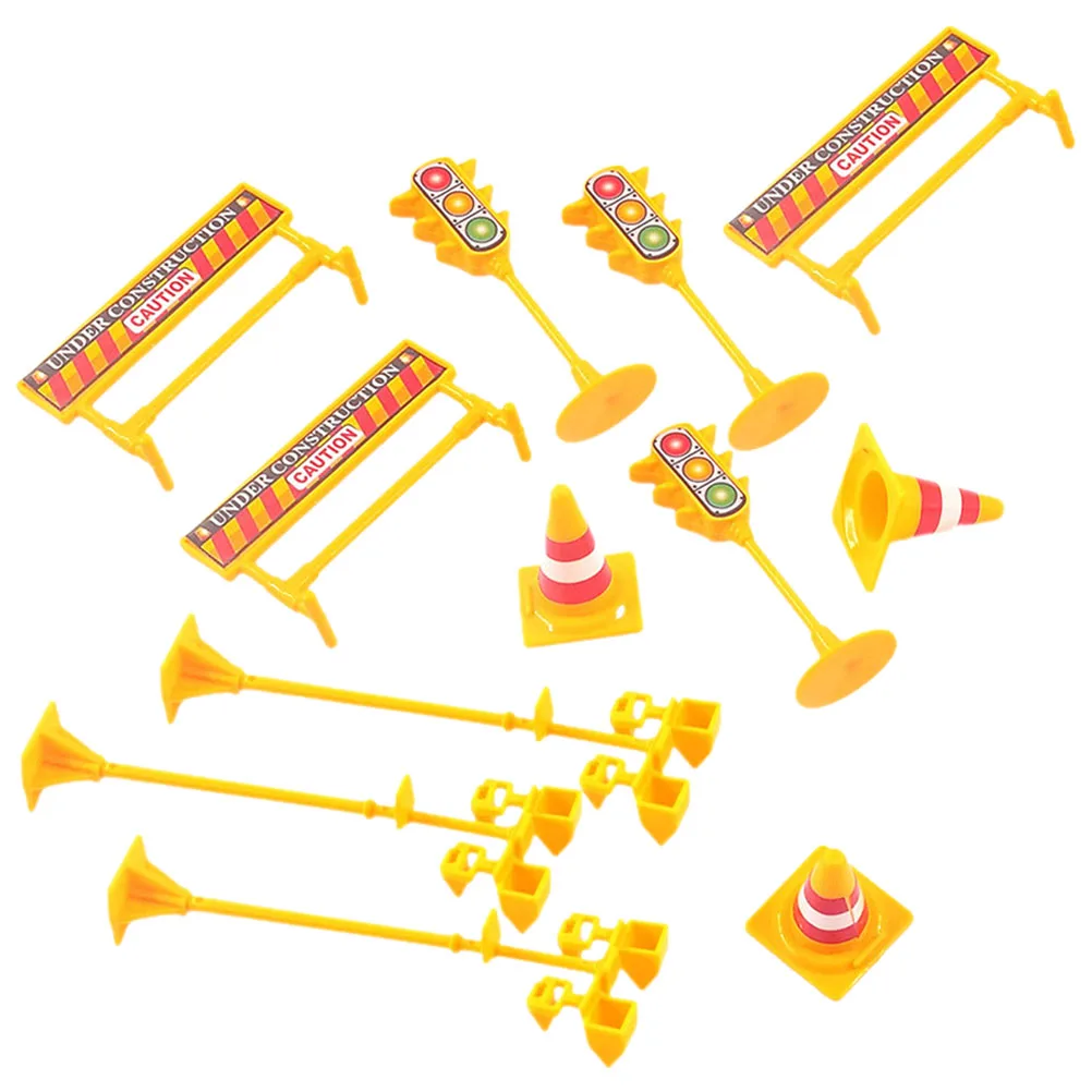 

3 set Road Sign Decorations Construction Cake Toppers Birthday Supplies Party Ornament Traffic Cone Cupcake Decor Cake