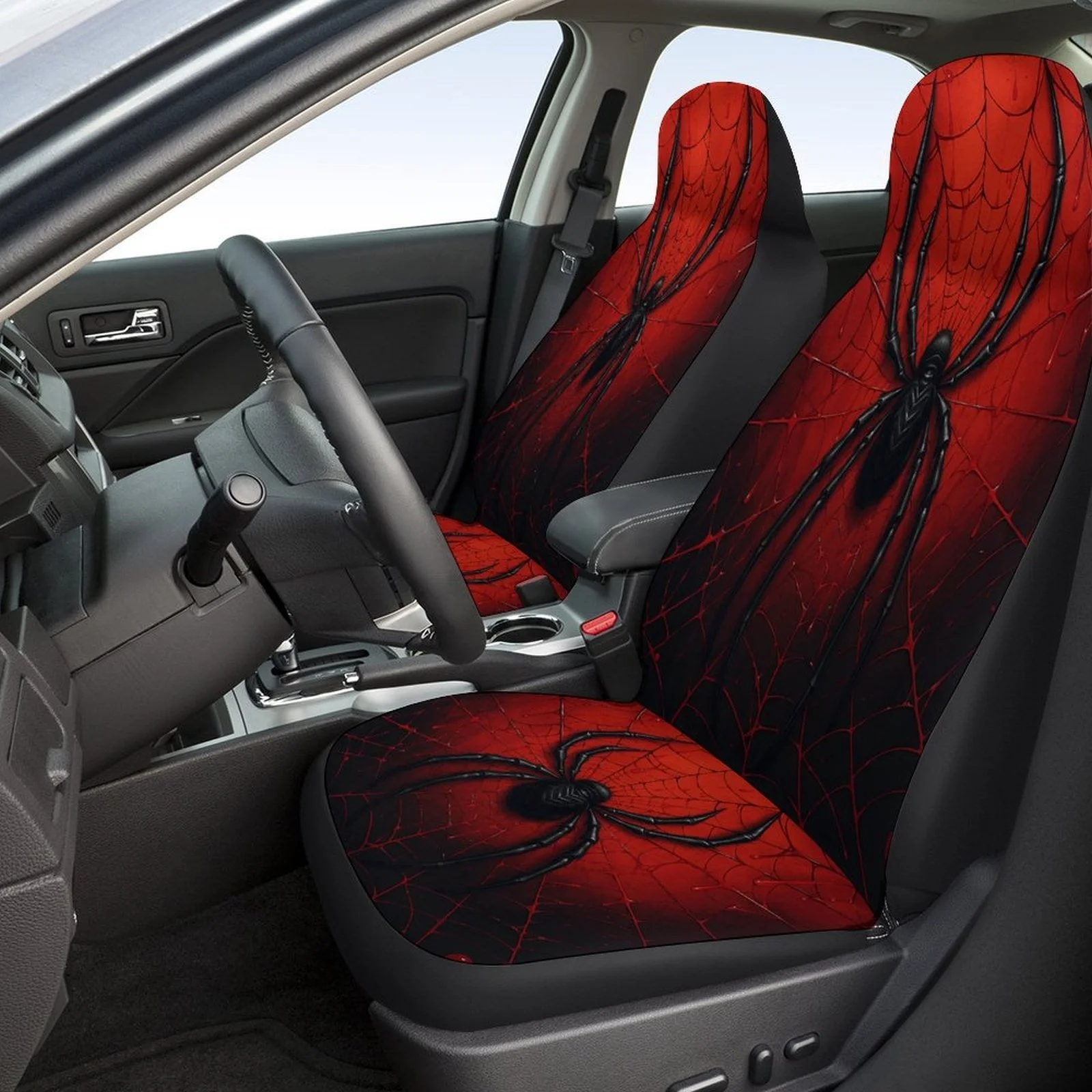 Spider Web Designed Car Seat Cover Set For Most Cars, High-Quality Comfortable Car Seat Protector Covers Full Set, Car Seat Cove