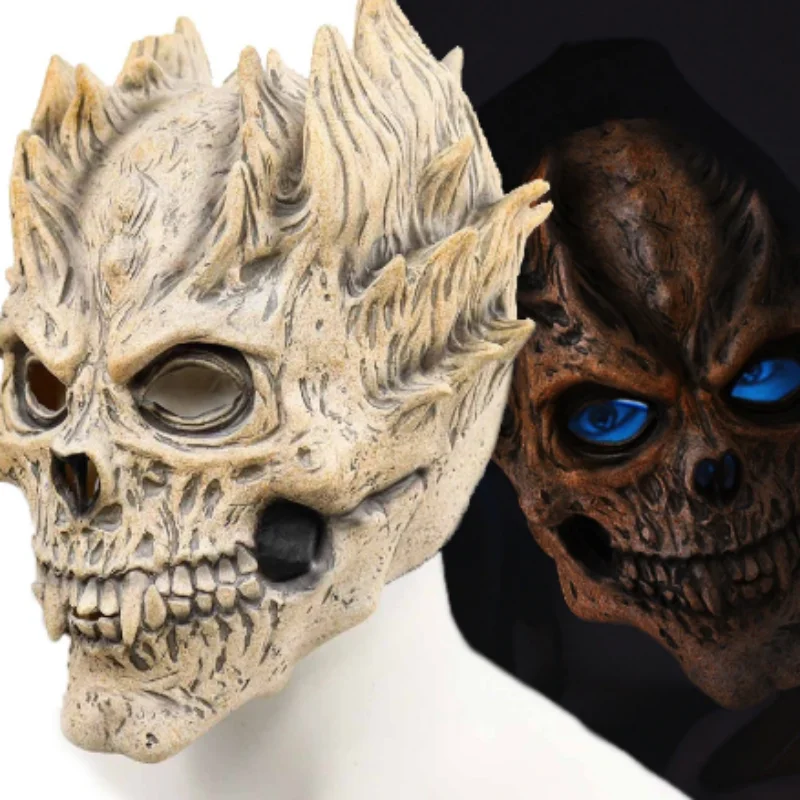 

New Horror Latex Emperor Skeleton Skull Mask Cosplay Death Warrior Scary Demon Helmet Halloween Masquerade Party Costume Prop