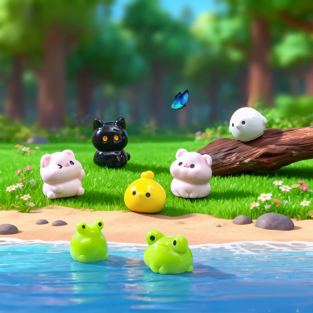 

100pcs Wholesale 3D Mini Animals Pig Frog Resin Cabochon Home Decoration DIY for Fairy Garden Landscape Dollhouse Accessories