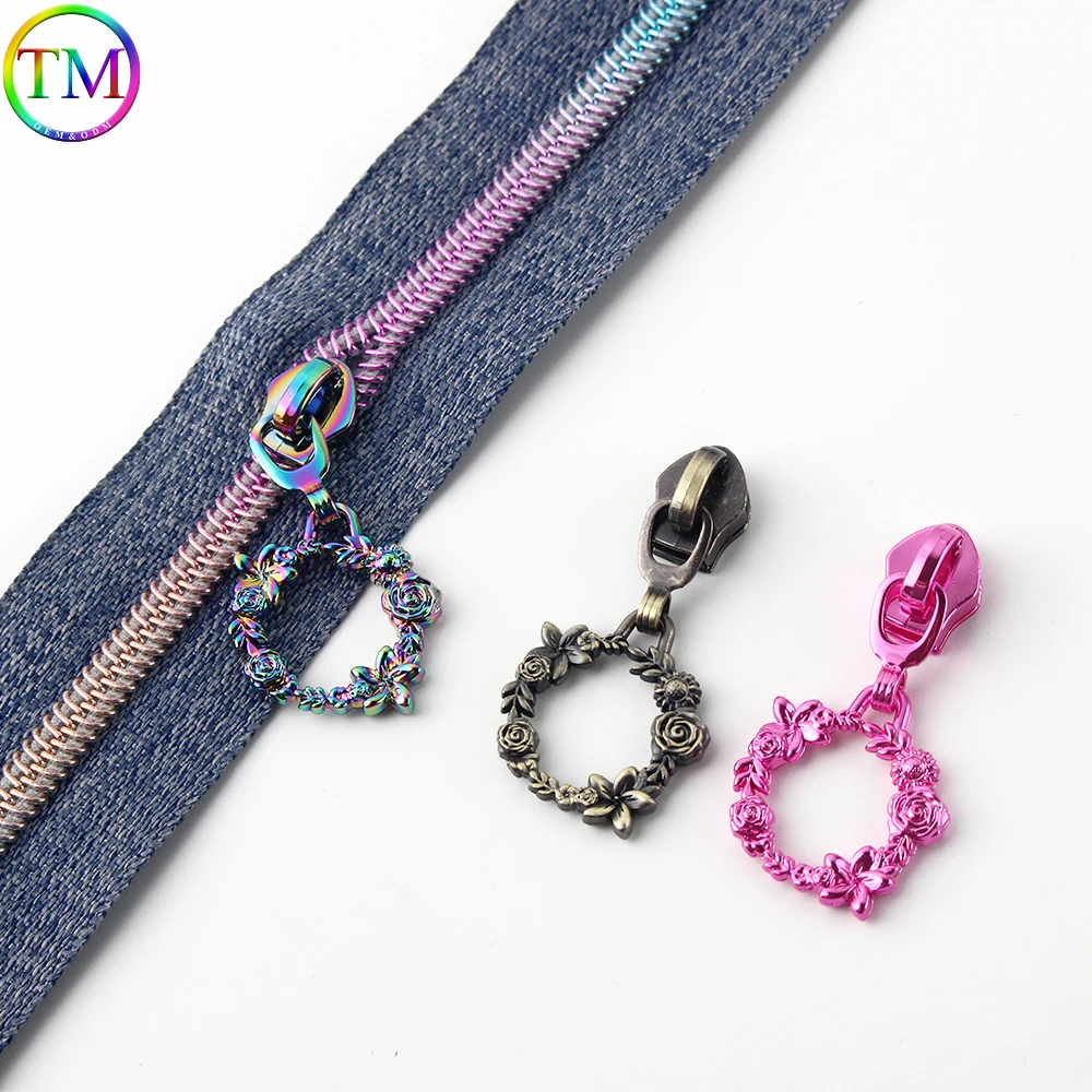 

20-60PCS Garland Shape 5# Nylon Puller Slider For Shoulder Bag Backpack Purse Clothe Zipper Head Pendant Replaceable Accessories