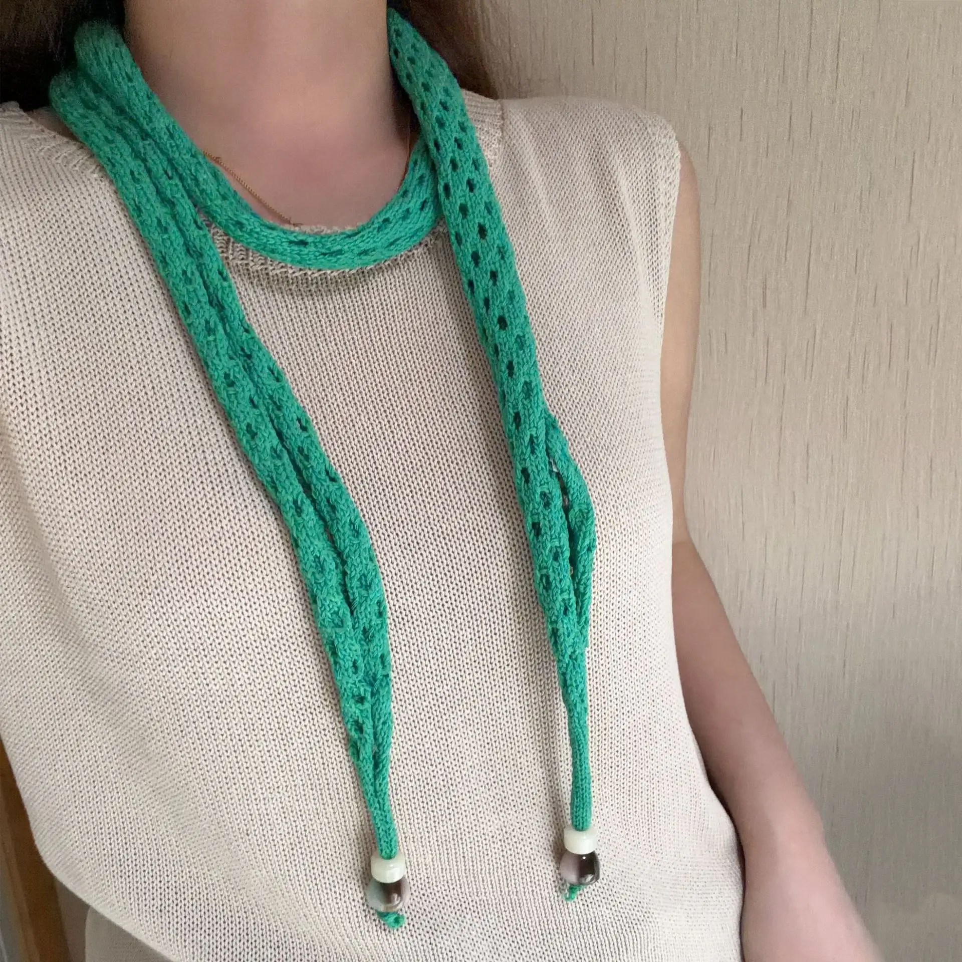 

Повседневный узкий шарф-лента в корейском стиле Y2K, однотонный, вязаный, теплый, милый, в стиле «Дофамин»