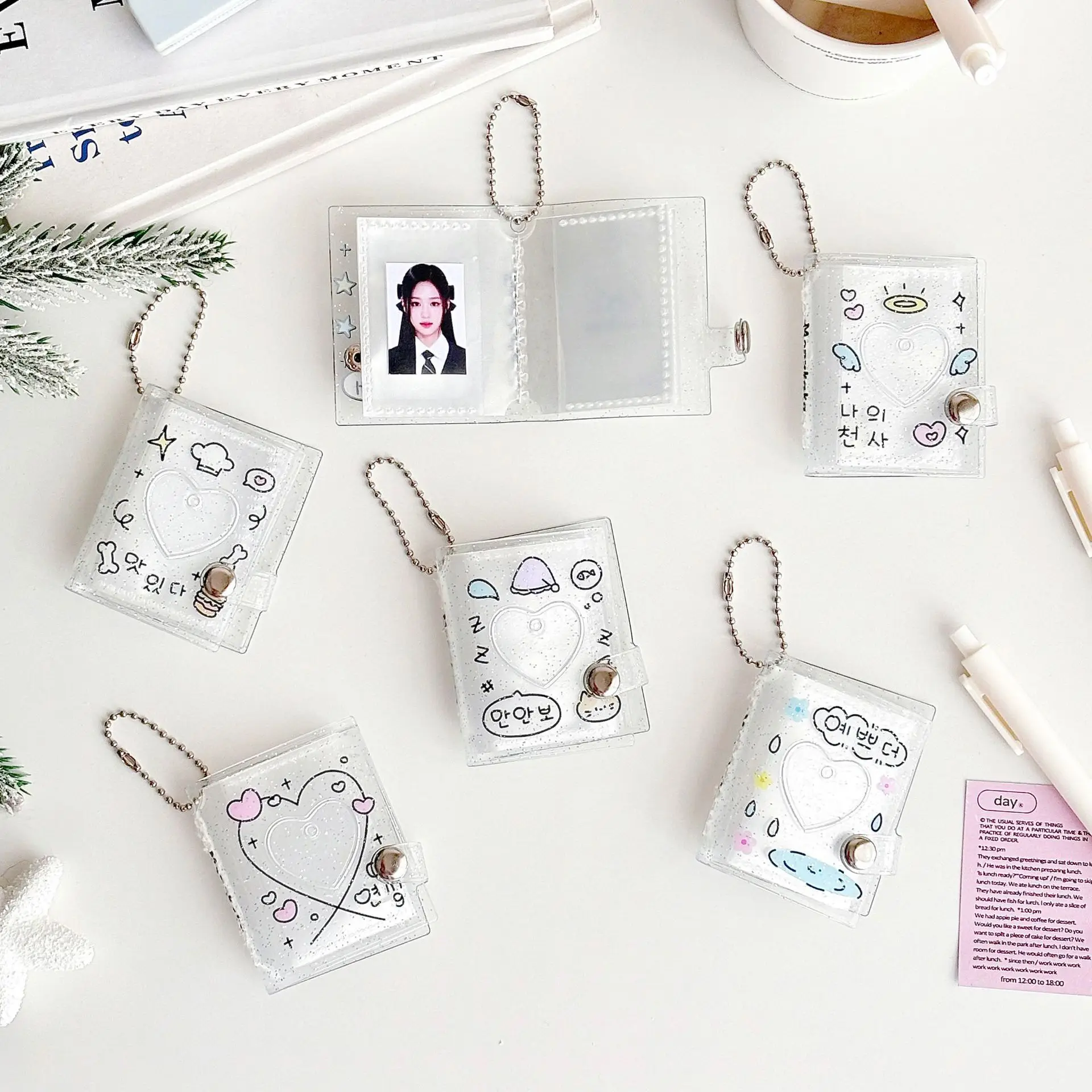 

INS Style Glitter 1-Inch Card Binder Glitter Mini ID Photo Album Pendant Storage Book K-Pop Idol Photo Sticker Card Binder