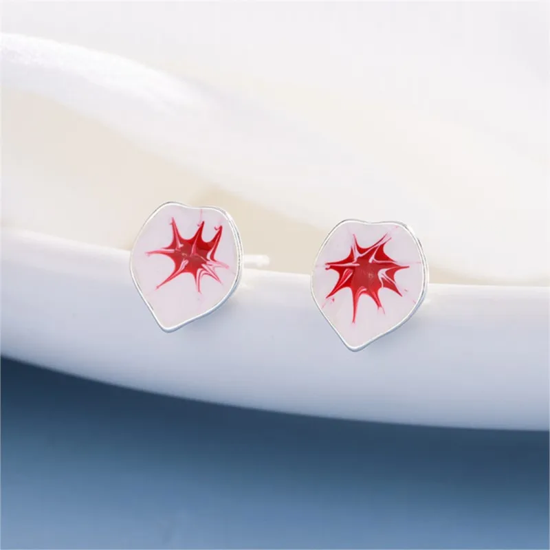 

Sole Memory 925 Sterling Silver Colorful Glazed Maple Leaves Stud Earrings For Women Fine Jewelry Female Party Gift EA891
