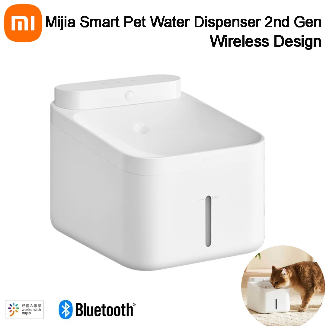 XIAOMI Mijia Smart Pet Water Dispenser 2nd Gen Wireless Design 3L 4000mA Lithium Battery IPX7 Waterproof Works with Mihome APP