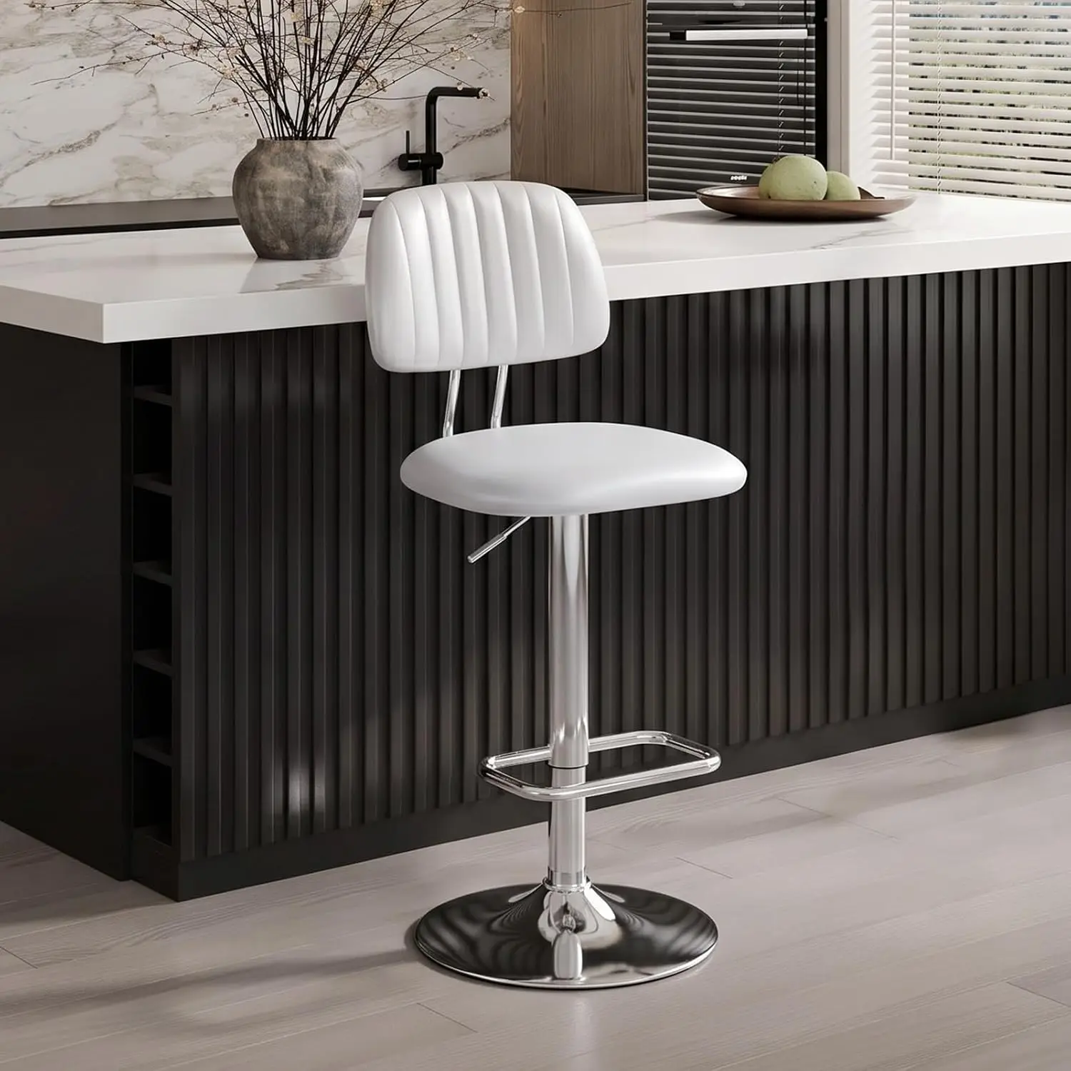 Bar Stools, Counter Height Bar Stools, Swivel Barstools, Silver