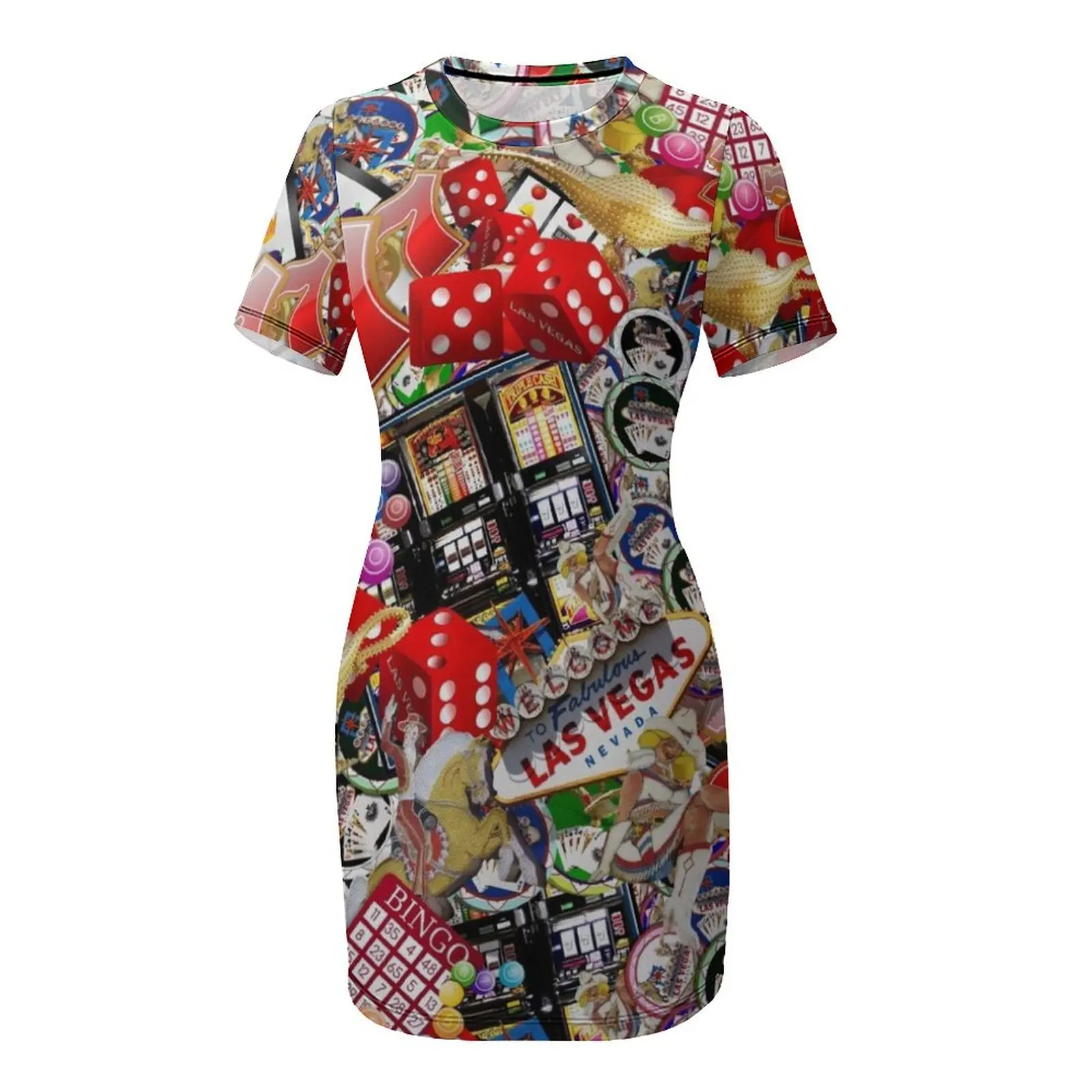 Gamblers Delight - Las Vegas Icons Jurk met korte mouwen voor dames zomerjurken dames 2025 Feestjurken Jurk